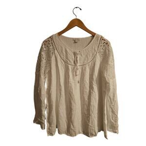 Sundance white rayon lace Swiss dot peasant blouse sz small new WT335